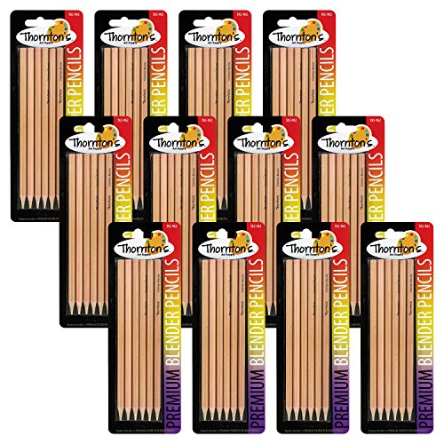Thornton's Art Supply Premium Colorless Blender Pencils (72 Count) Wax Based for Drawing Sketching Blending Shading Softening Artwork | Non-Pigmented Thornton's Art Supply