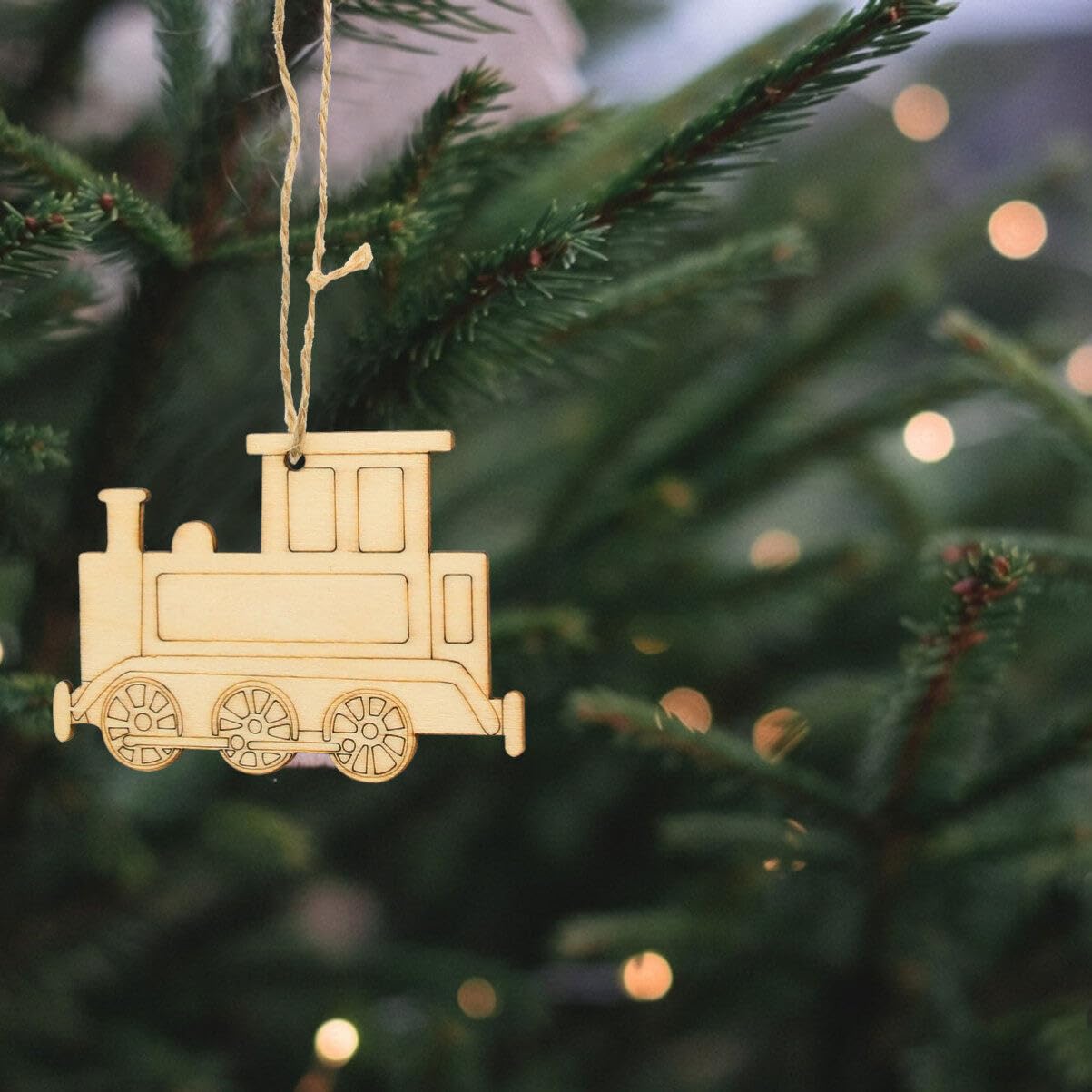 Blank Wood Crafts 20 Pcs Christmas Ornaments Train Shape Unfinished Wood Crafts Wood Slices for Home Christmas Decor Wood Centerpiece SEWACC