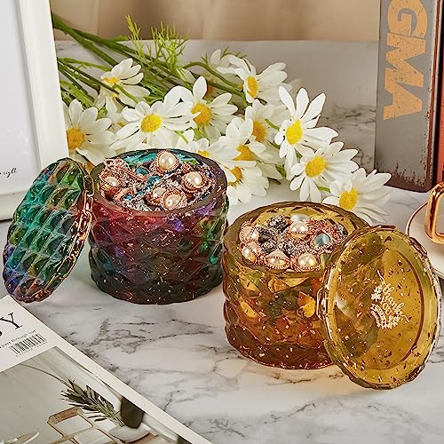 ISSEVE Jar Resin Molds Silicone, Large Diamond Jar Silicone Molds with 2Pcs Lid, Epoxy Jar Molds for Storage Box,Candy Jewelry Container,Home ISSEVE