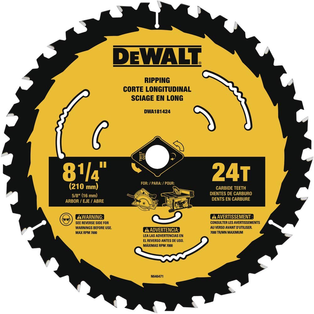 DEWALT Circular Saw Blade, 8 1/4 Inch, 24 Tooth, Framing & Ripping (DWA181424) DEWALT
