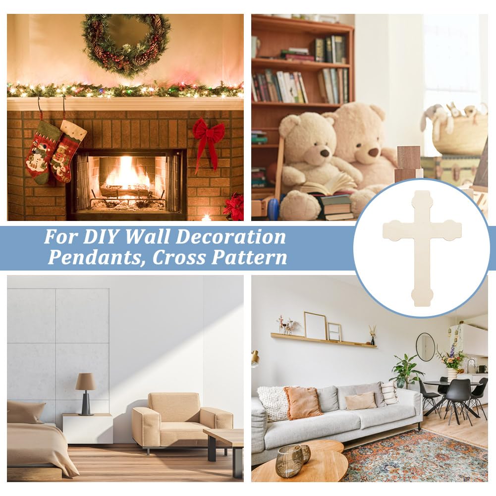 OLYCRAFT 2Pcs Unfinished Wood Pieces 6.6x9.8 Inch Cross Wood Pieces Cutout Unfinished Wood Undyed Wood Cross Slices Blank Wood Slices for DIY Crafts OLYCRAFT