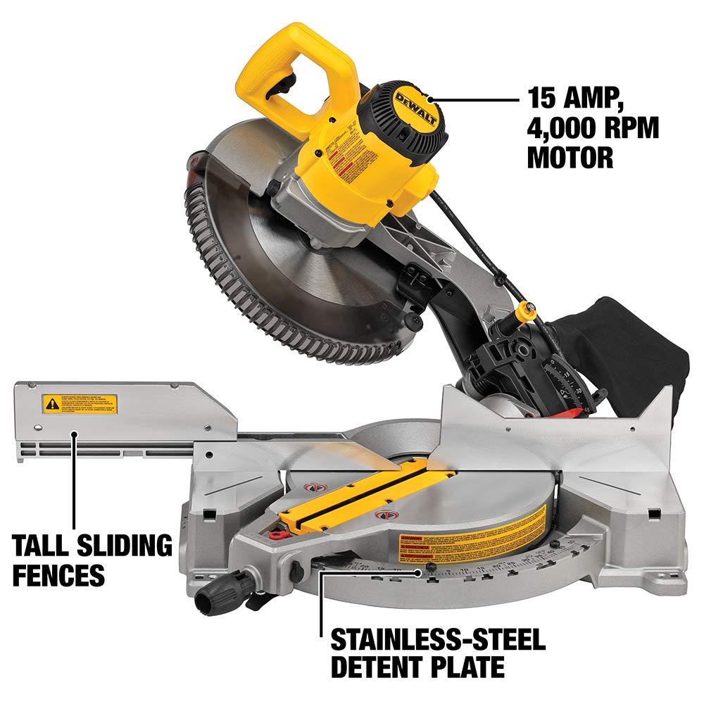 DEWALT 12-Inch Miter Saw, 15-Amp, Single Bevel, Compound (DWS715),Black DEWALT