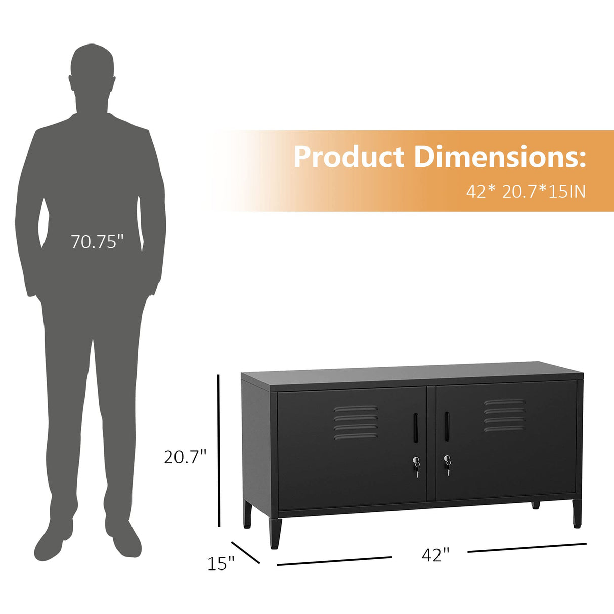 JAHRSTIM Metal Garage Storage Cabinet, Adjustable Shelves & Locking Doors - Garage Cabinets for TV Clothes Shoes Tool Storage and Ammo Locker - Black JAHRSTIM