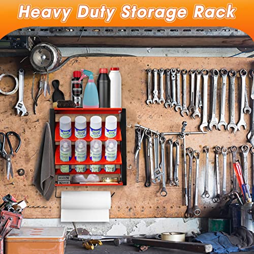 Ultrawall Spray Can Holder Rack With Paper Towel Holder, Steel Wall Mounted Spray Paint Can Rack, Garage Wall Mount Shelf, Utility Storage Rack, Tool Ultrawall