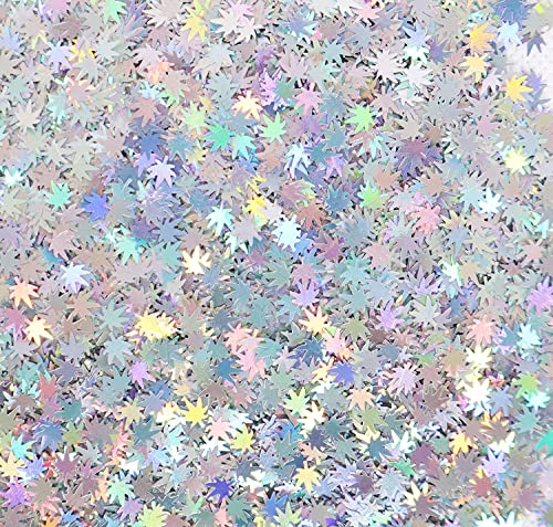 3 Pack - Green, Rainbow & Silver Holographic Leaf Glitter - Solvent Resistant & Cosmetic Grade - Face Body Nails Resin Arts & Crafts, Tumblers, Bath Electric Bliss Beauty