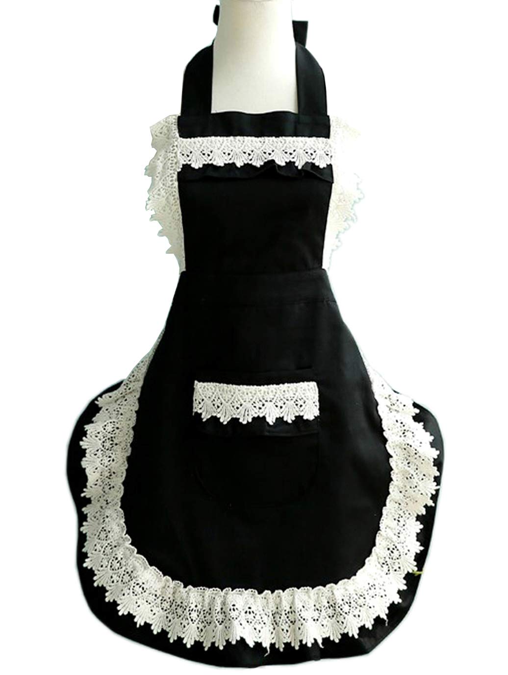 Hyzrz Lovely Home Work Adjustable Apron Shop Cake Kitchen Cooking Aprons for Women Girls with Pocket for Gift,Black Hyzrz
