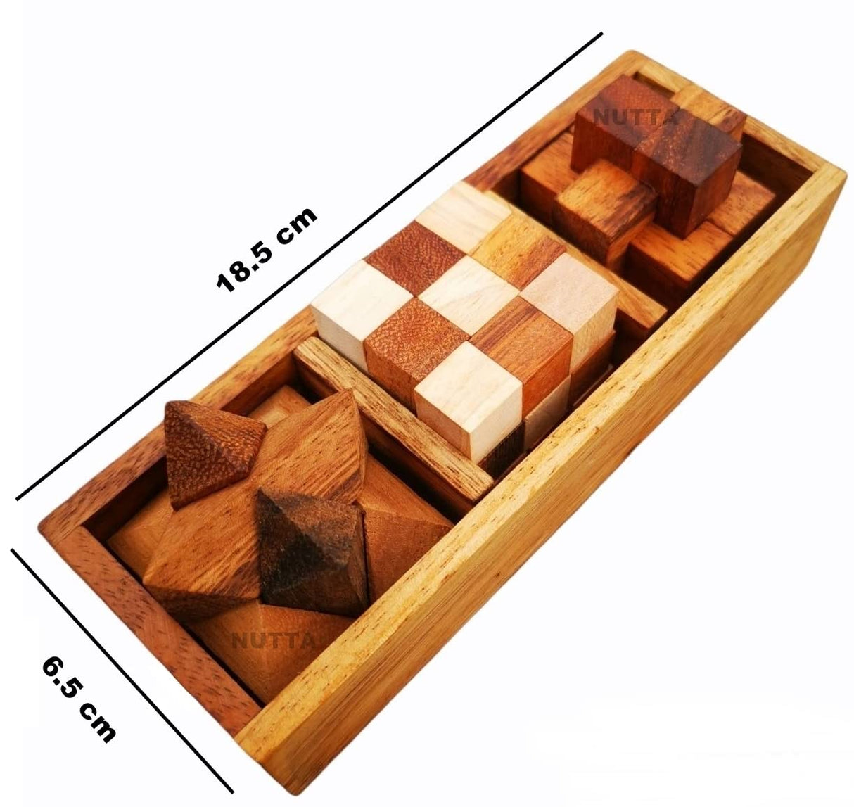 NUTTA - 3 in 1 Set Wooden Games Brain Teaser Wood Toy Desk Puzzle Coffee Table Decor Broad Game 3D Puzzles for Teens and Adults Fun Games Indoor NUTTA