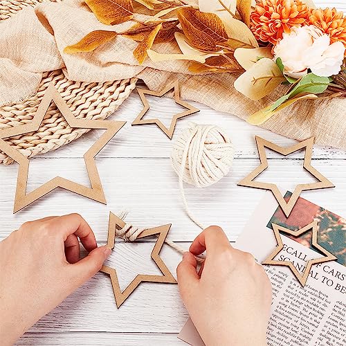 OLYCRAFT 18pcs 3 Size Star Shaped Dream Catcher Frame Wooden Rings Wood Star Hoops Wooden Hoop Rings Circle Nature Wooden Hoop Craft Rings for Floral OLYCRAFT