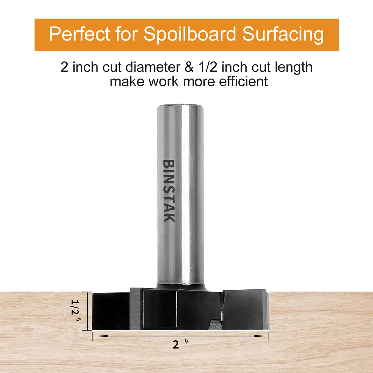 CNC Spoilboard Surfacing Router Bit 1/2" Shank, Slab Flattening Router Bit Carbide Planer Router Bits Wood Milling Cutter Planing Tool Woodworking BINSTAK