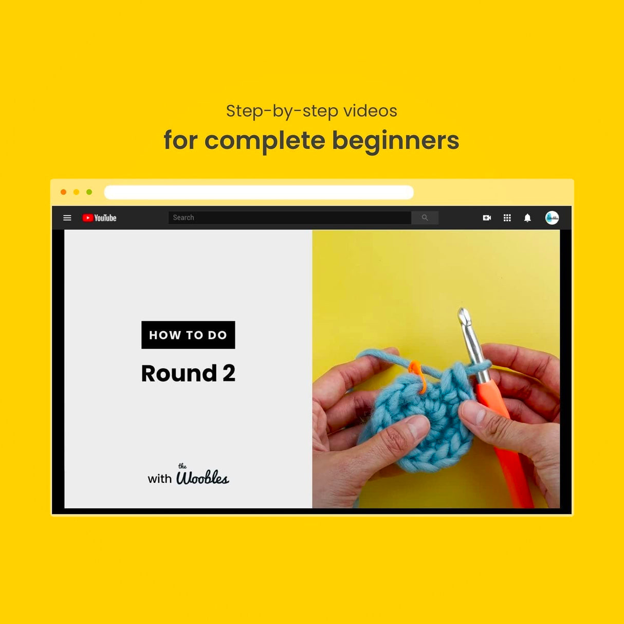 The Woobles Beginners Crochet Kit with Easy Peasy Yarn as seen on Shark Tank - Crochet Kit for Beginners with Step-by-Step Video Tutorials - Bjørn The Woobles