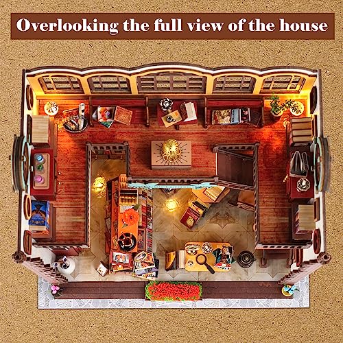 DIY Miniature Wooden Dollhouse Kit: Magic Book Store House with Furniture and LED - Great Handmade Crafts Model Building Kit Decor Gifts for Adults Quanquer
