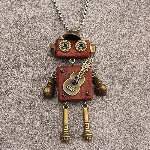 joymiao Wood Pendant Necklace Steampunk Necklace Chunky Gold Necklace Western Long Wooden Neckalce Hippie Choker Necklaces for Women joymiao