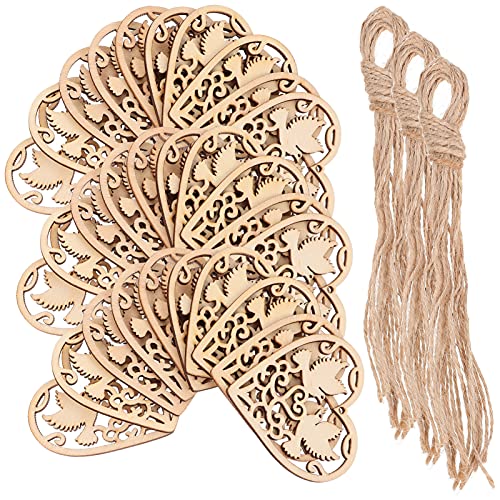 VOSAREA 30Pcs Wooden Pendant Wedding Heart Woodsy Decor Heart Wood Cutouts decoraciones para salas de casa Home décor Christmas Embellishments for VOSAREA