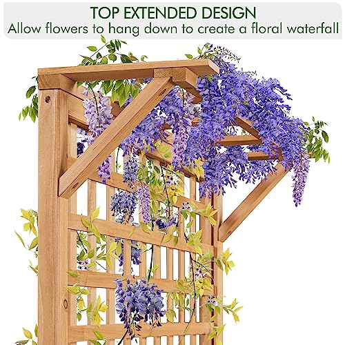 Yaheetech 72″ H Horticulture Garden Planter with Trellis for Vine Climbing Plants Garden Box Outdoor w/Drainage Holes Raised Garden Bed Garden Yaheetech