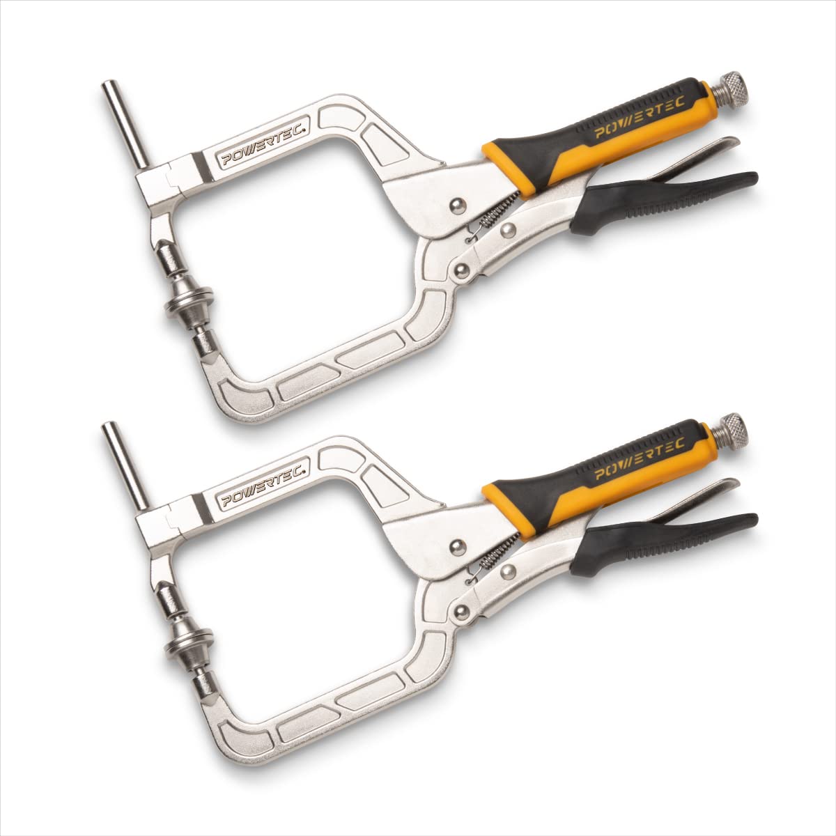 POWERTEC 71745 Two Way Pocket Hole Right Angle Clamp Plier Tools, 12 Inch C Clamps for Pocket Hole Joint Assembly, Woodworking & Welding, 2 PK POWERTEC
