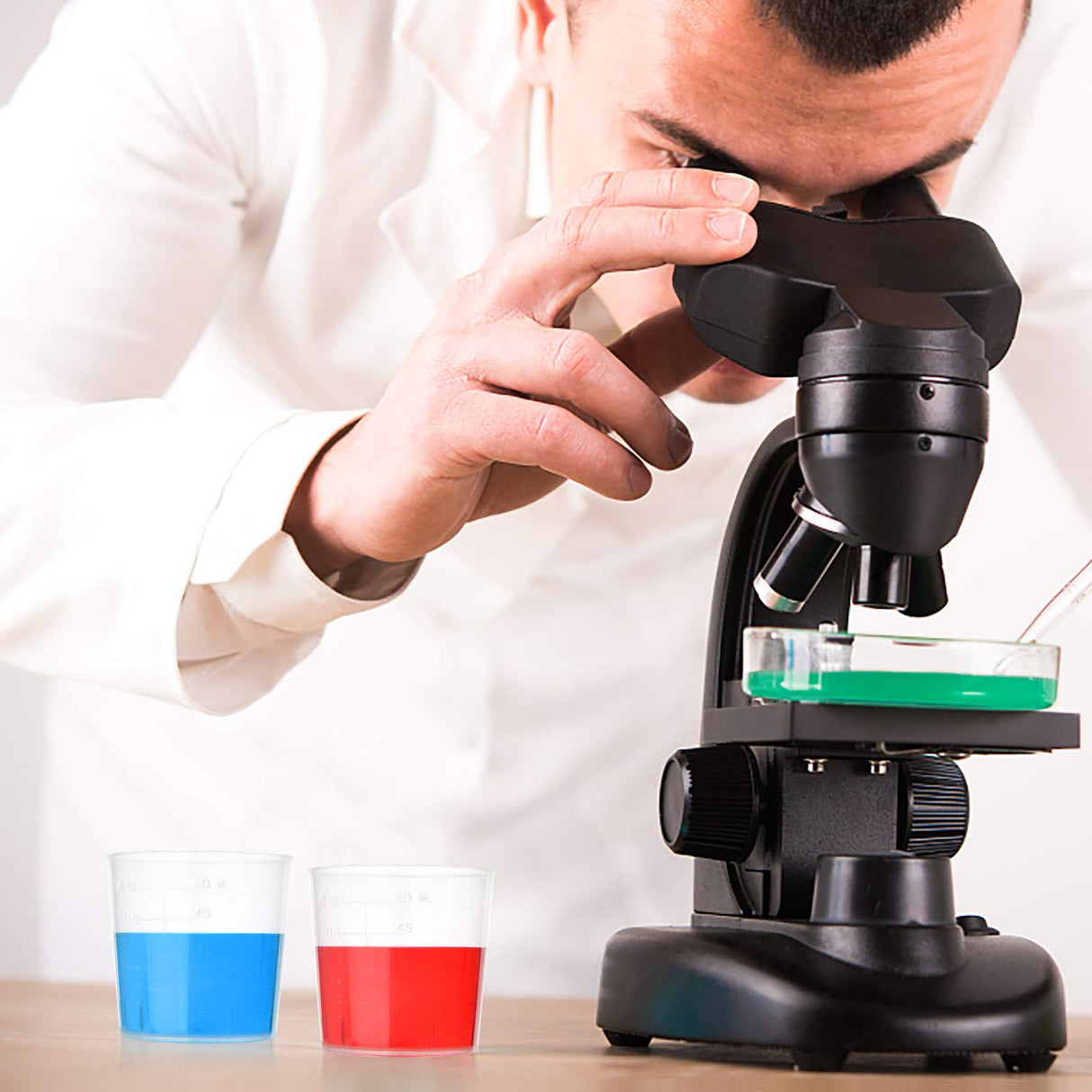 Coopay 50 Pack 60ml/2oz Plastic Graduated Cups Transparent Scale Cups Clear Epoxy Mixing Cups with 100 Pack Wooden Stirring Sticks for Resin, Epoxy, Coopay