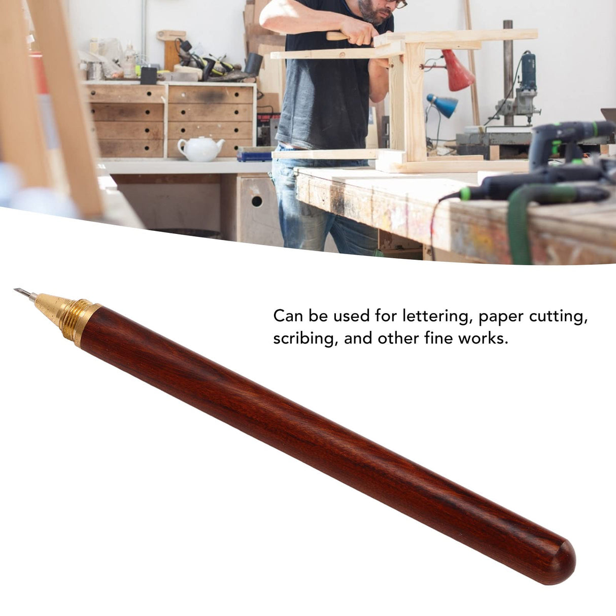 Yuecoom Marking Knife, 5Pcs Wood Brown Scribing Etching Scriber Engraving Pen Tool Set Kit for Woodworking Scribing Yuecoom