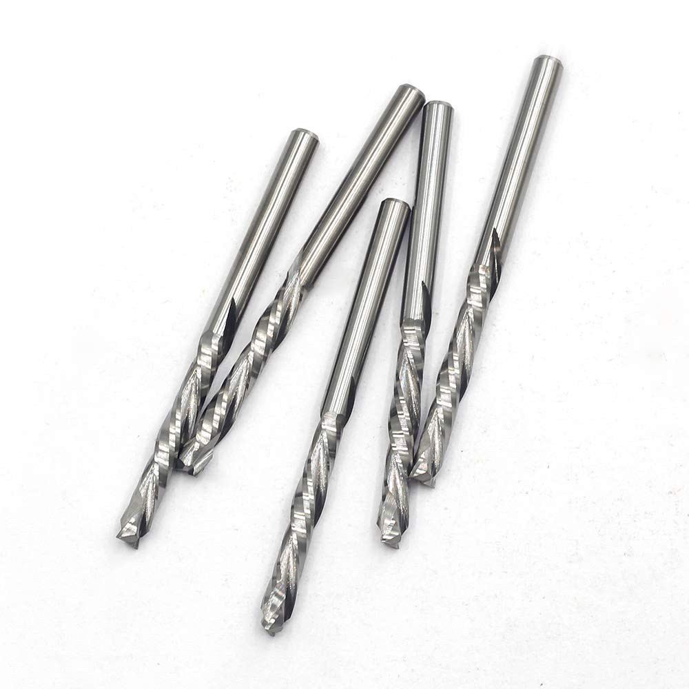 OSCARBIDE Up & Down Cut Squre Nose Carbide End Mills 1/8 Inch Shank CNC Spiral Router Bits,(3.175x22mm) 2 Flutes Milling Cutter for Wood,5 Pieces OSCARBIDE