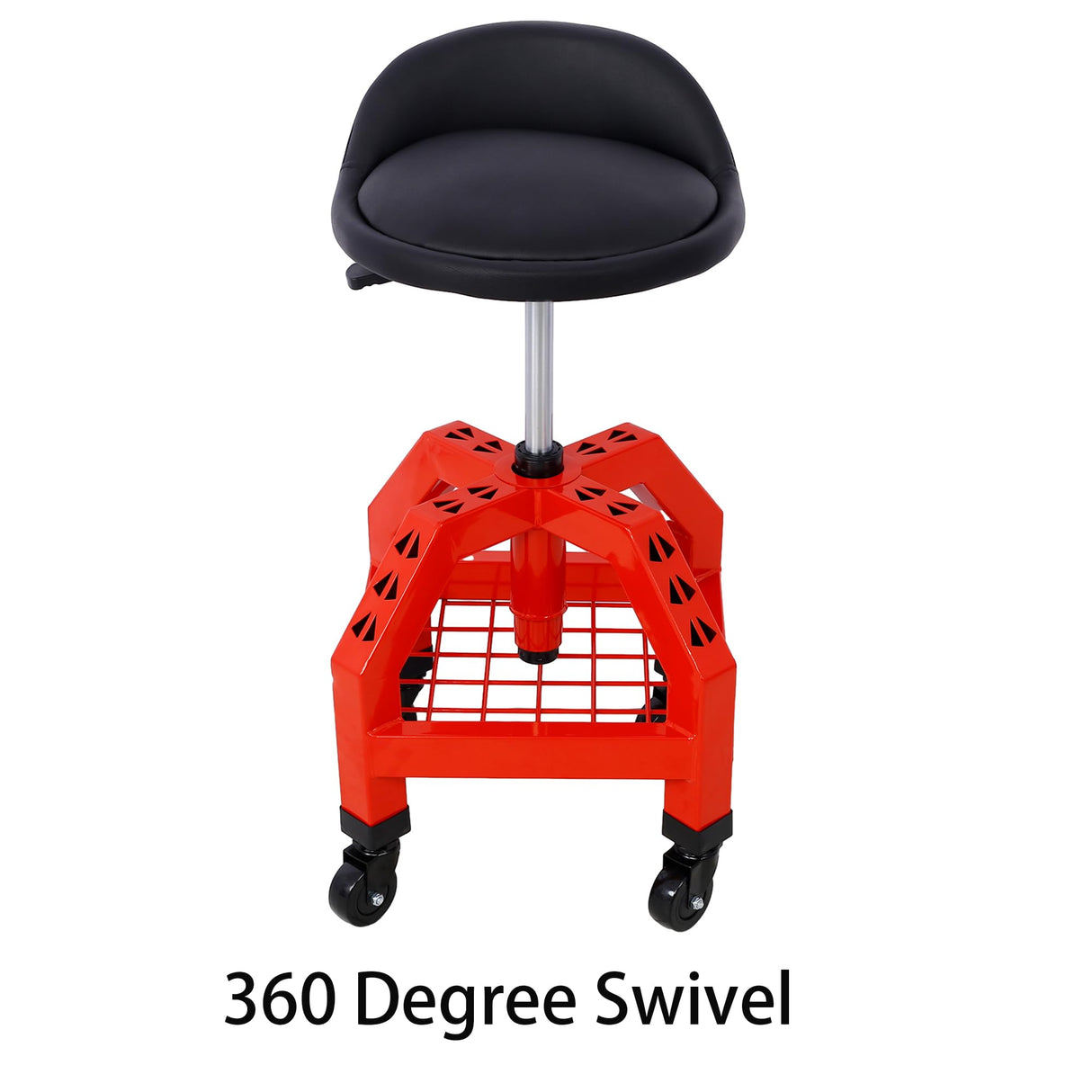 Campfun Rolling Shop Stool, Creeper Seat Garage Stool on Wheels, Mechanics Chair Adjustable Height 360° Swivel Shop Seat, Heavy Duty Shop Stool, Shop Campfun
