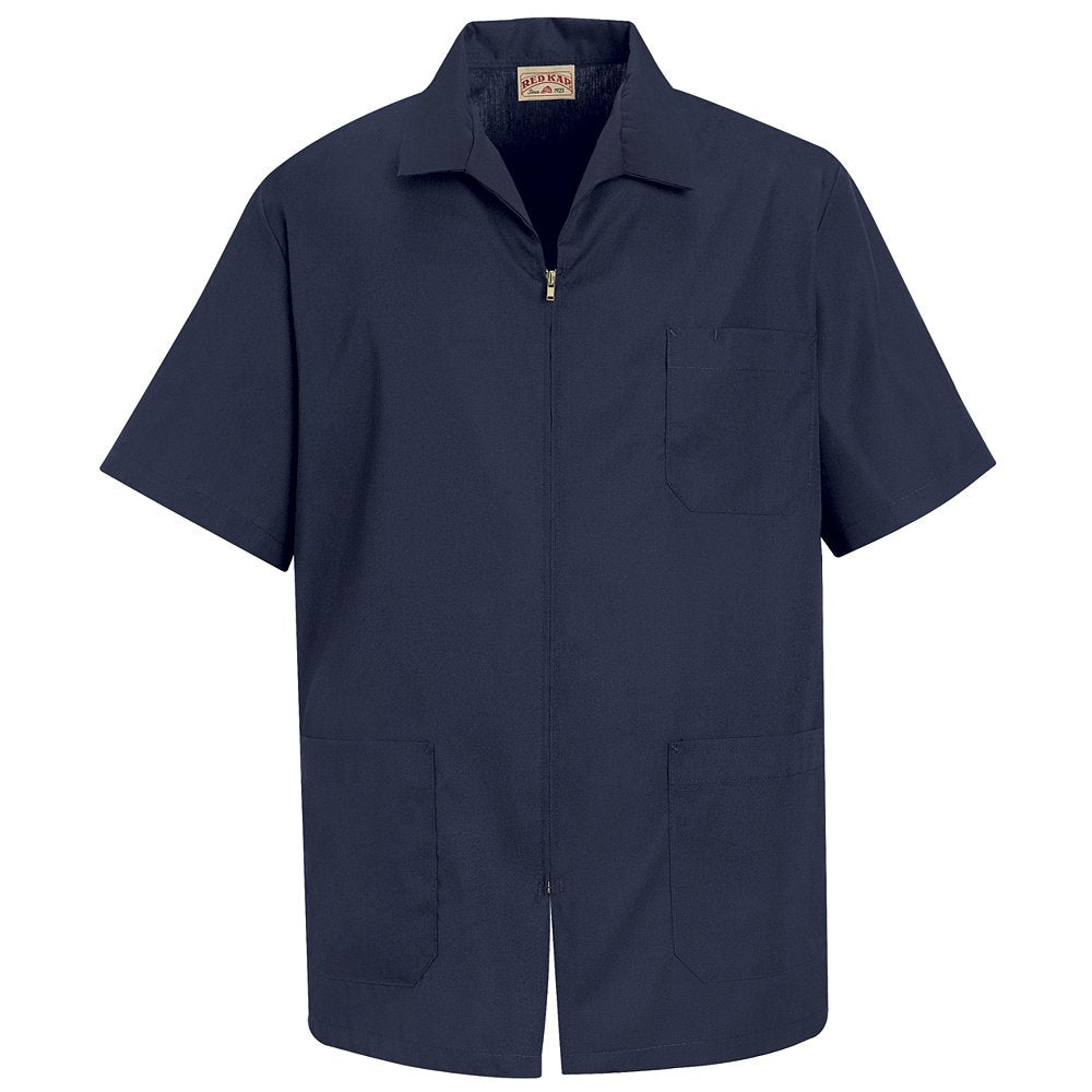 Red Kap Men's Zip-front Smock, Navy, Short Sleeve Large Red Kap