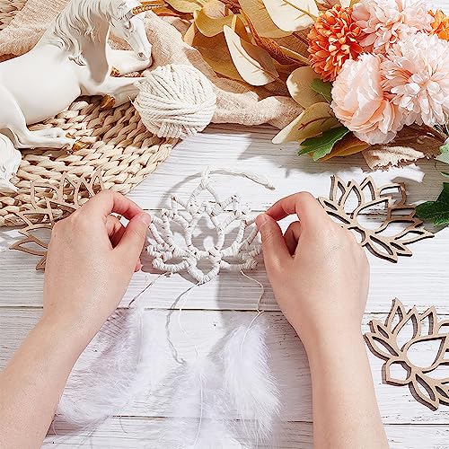 OLYCRAFT 24pcs Lotus Dream Catcher Rings Wooden Macrame Hoops Smooth Unfinished Macrame Rings Flower Shape Macrame Ring for DIY Crafts Projects Home OLYCRAFT