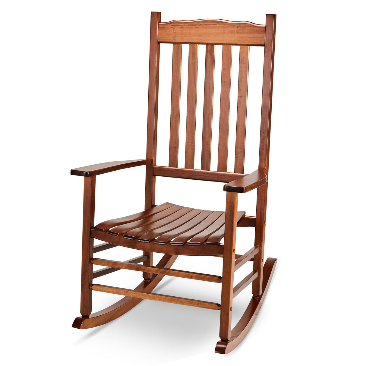 Outvita Outdoor Rocking Chair, Solid Wood High Back Rocker, All Weather Lounge Chair for Porch Patio Fire Pit Garden Backyard Deck Indoor, Wave Outvita