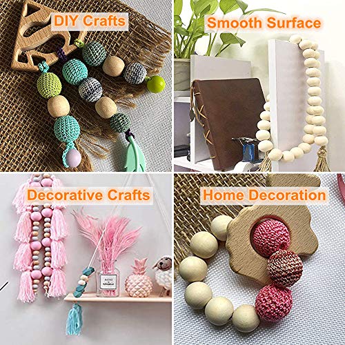 WLIANG 60 Pcs 30mm Natural Wood Beads, Unfinished Round Wooden Beads, Wooden Ball Spacer Loose Beads, for Garland Farmhouse Decor, Bracelet Necklace WLIANG