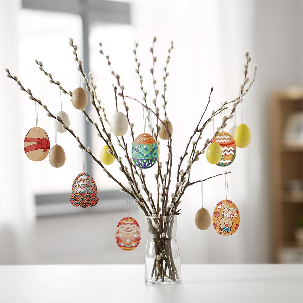 72 Pcs Wooden Egg Cutouts Blank Wooden Easter Ornaments Hanging Wood Pieces Unfinished Wood for Crafting Painting DIY Projects BFLCTTBD