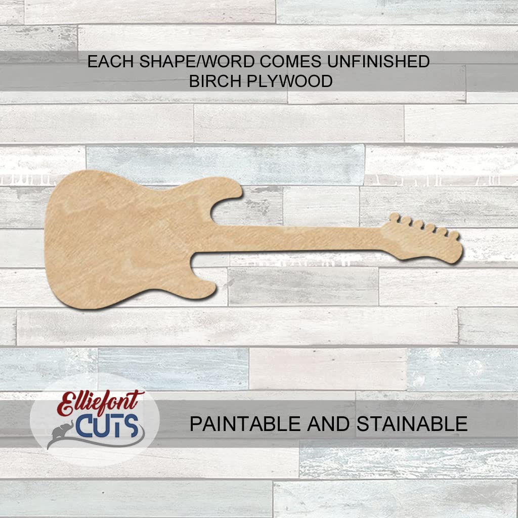 Electric Guitar Wood Cutouts for crafts, Laser Cut Wood Shapes 5mm thick Baltic Birch Wood, Multiple Sizes Available Elliefont Styles