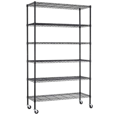 18x48x72 Inch Commercial Wire Shelving Unit with Wheels 6 Tier Heavy Duty Layer Rack Storage Metal Shelf Garage Organizer Wire Rack Shelving