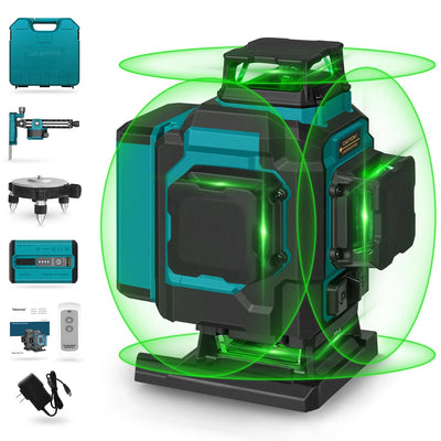 Takamine 16 Lines Green Laser Level Pro, 4x360° 4D Green Cross Line Professional Laser for Construction, Two 360° Vertical and Two 360° Horizontal