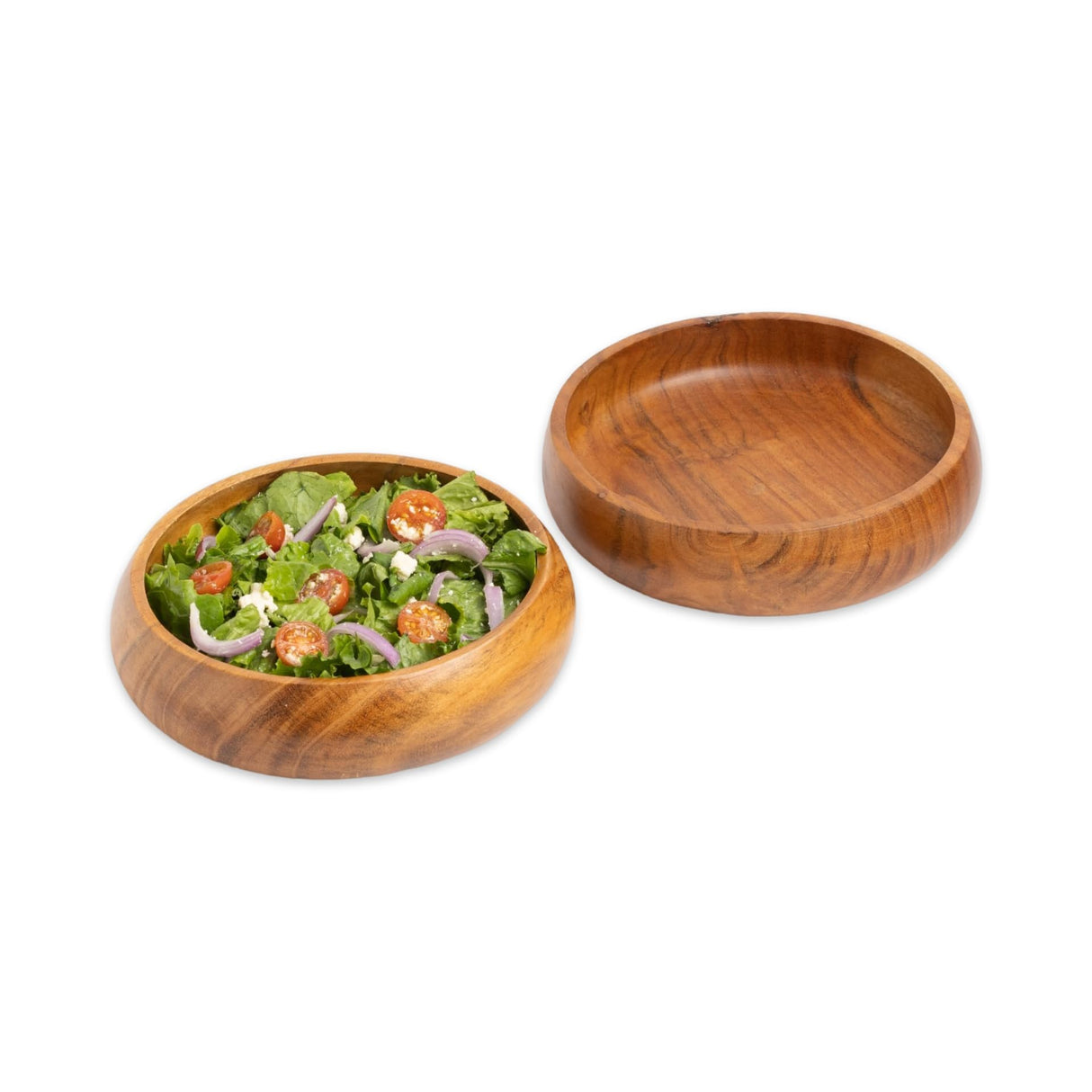 LAVAUX DESIGNS Acacia wooden salad bowls set of 2, large individual bowls 8 x 2 inches (25 oz) with Food safe wood coating | Jointless plates type LAVAUX DESIGNS