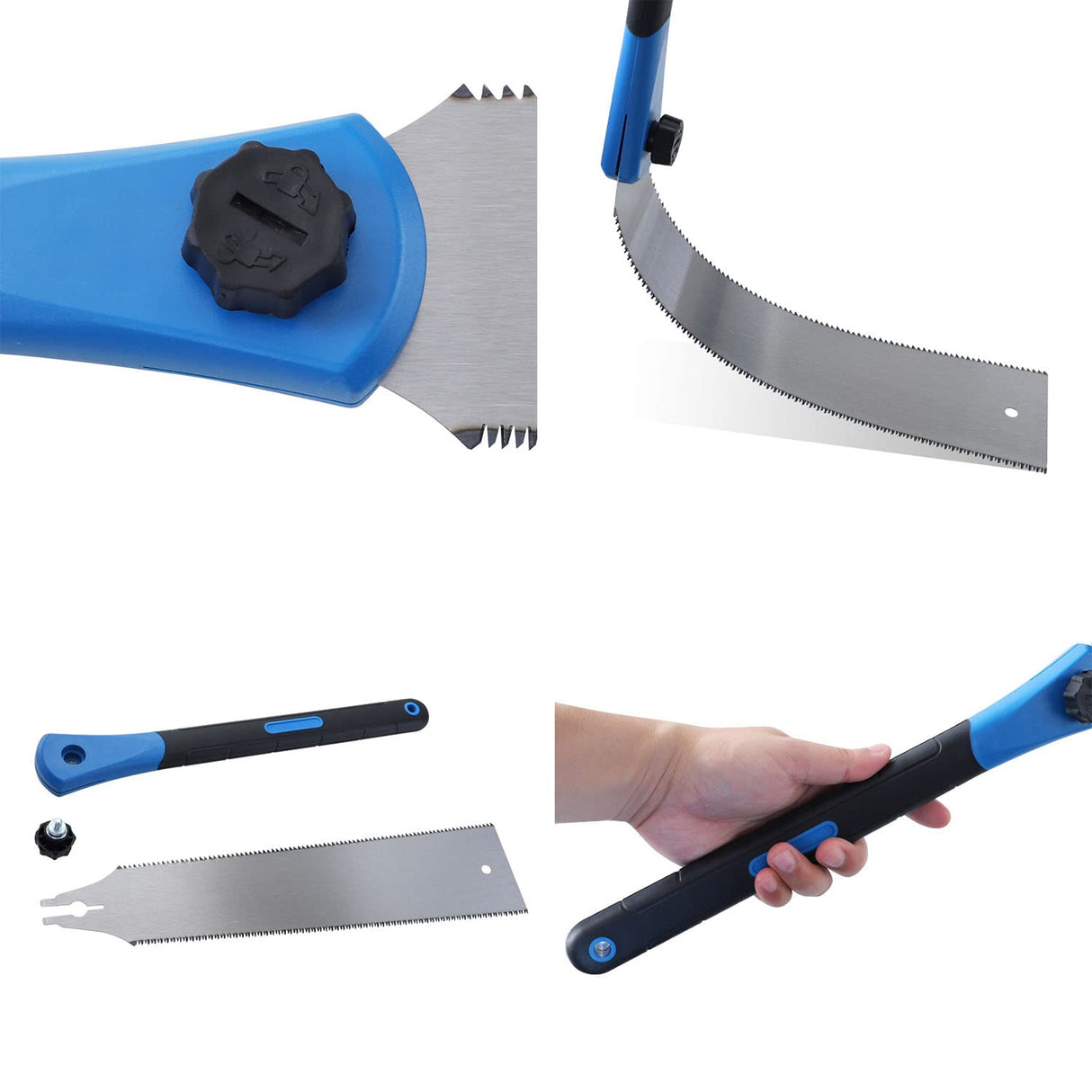 Double Edged Hand Saw, 32cm/12.5” Japanese Ryoba Pull Saw Flexible Flush Cut Saw for Fine and Coarse Cutting Woodworking (Blue) LSLANSOON