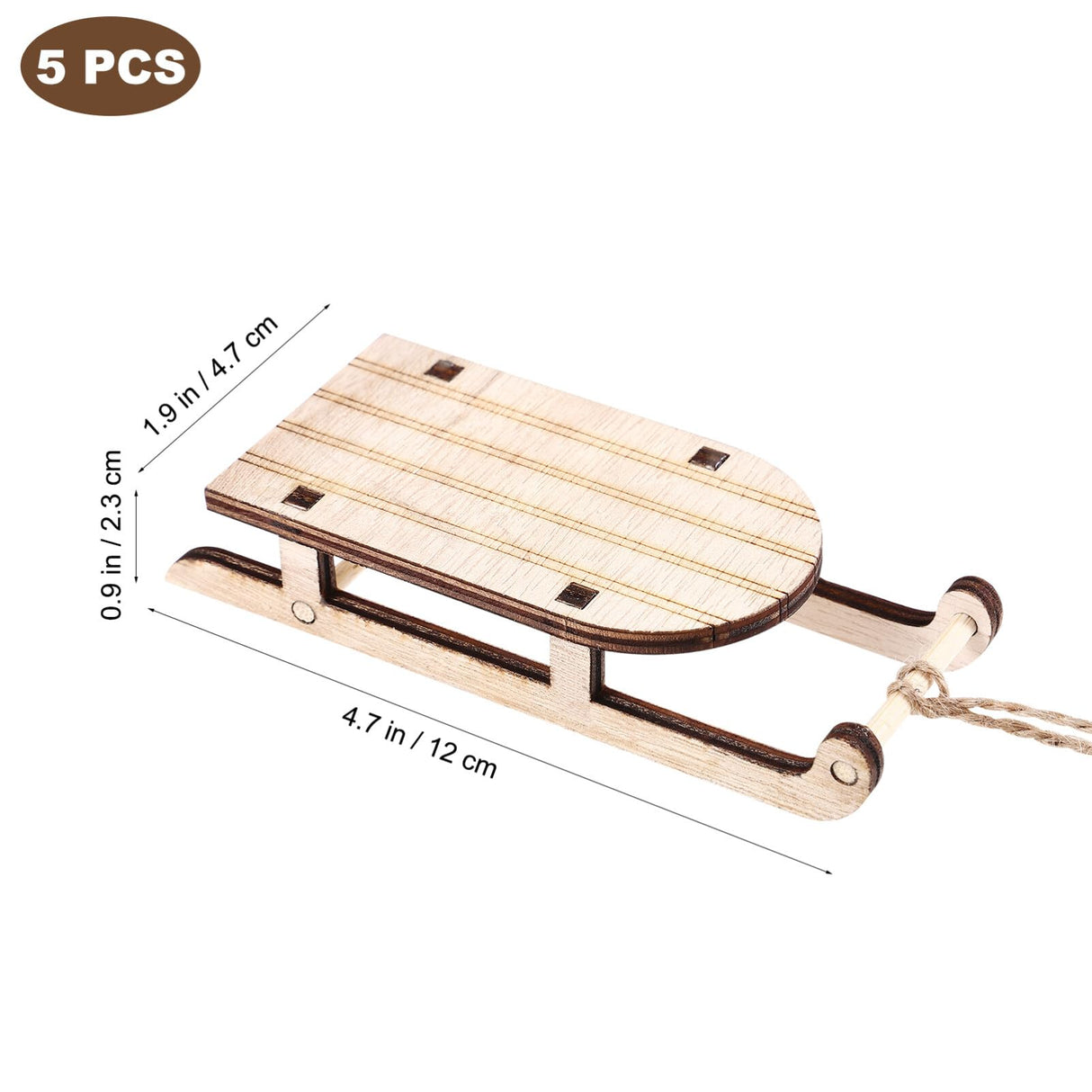 The Office Ornaments 5 Pcs Christmas Sled Ornaments Unfinished Wood Miniature Sleigh for Xmas Tree Hanging Decoration Christmas Sled Decor SEWACC