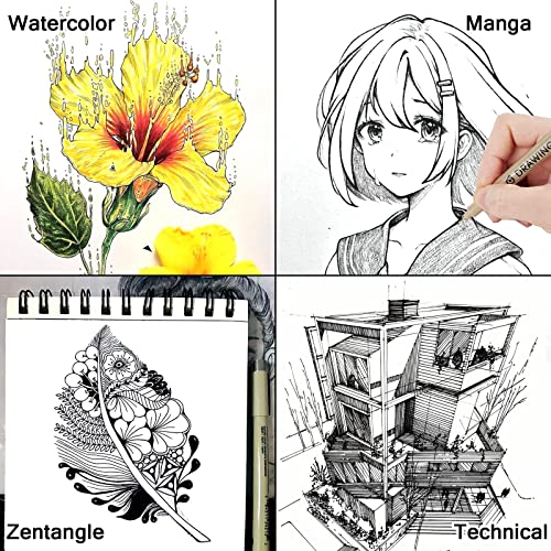 Micro Fineliner Drawing Art Pens: 16 Black Fine Line Waterproof Ink Set Artist Supplies Archival Inking Markers Liner Professional Sketch Outline KOUSICOO