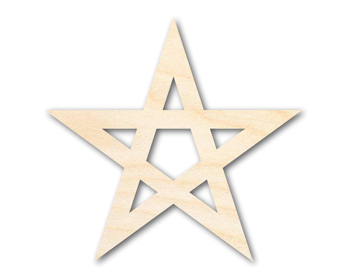 Unfinished Wood Pentagram Shape | Craft Cutout | up to 36" DIY 10" / 1/8" 24 Hour Crafts