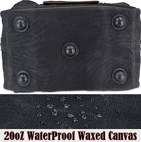 30-Pockets Canvas tool bag, 14-Inch Heavy Duty tool bag, Waxed Canvas tool bags heavy duty, Tool duffel, Lineman tool bag, Electrician tool bag, Tool WELKINLAND