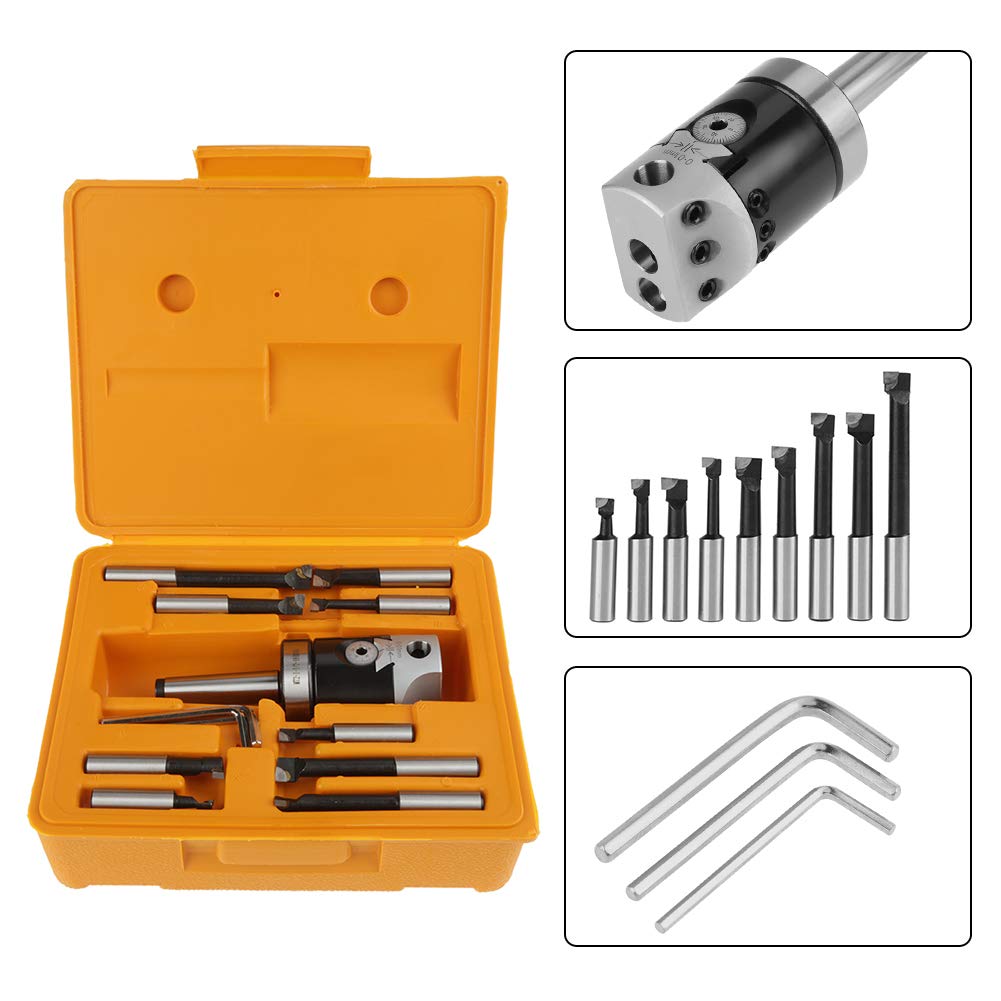 MT2 -M10 F1-12 50mm Boring Head with 9pcs 12mm Boring Bars Connecting Rod Milling Machine Accessories Enkelbruke