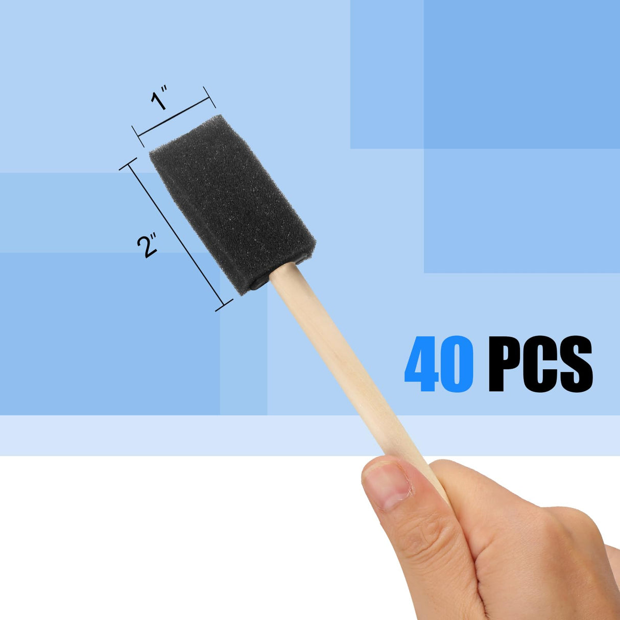 40 Pcs Foam Brush,1” Foam Paint Brushes, Wood Handle Sponge Paint Brush, Foam Brushes for Painting for Staining, Varnishes, and DIY Craft Projects vivinin