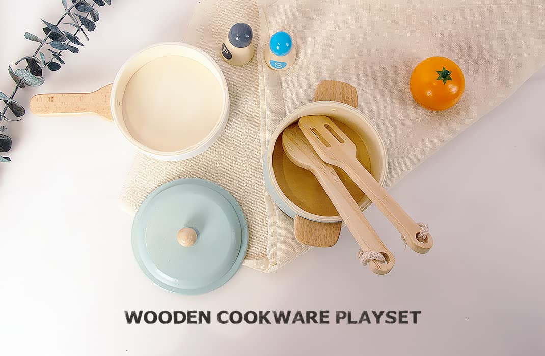 WoodenEdu Premium Toddler Play Kitchen Toys, Wooden Kitchen Utensils, Accessories for Pretend Play Kitchen Set, Montessori Learning Toy, Pretend WoodenEdu