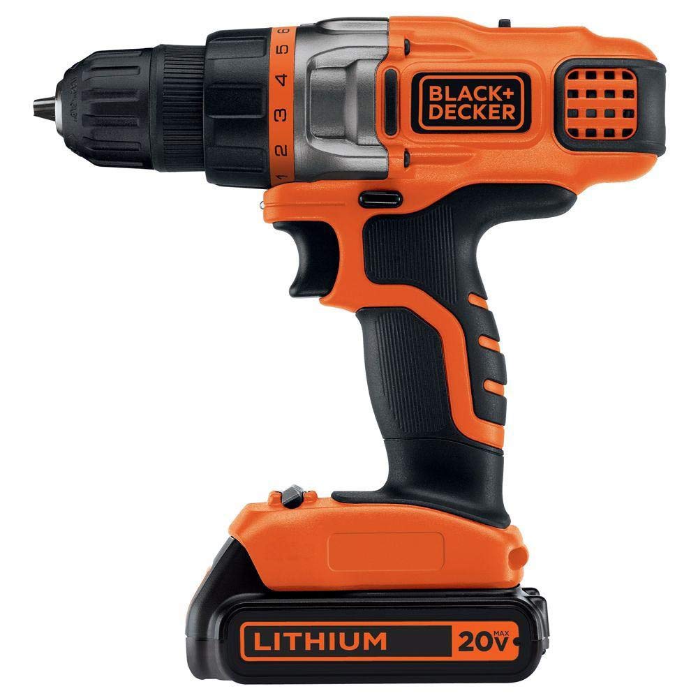BLACK+DECKER 20V MAX Cordless Drill Driver with Battery and Charger, LED Work Light (LDX220C) BLACK+DECKER