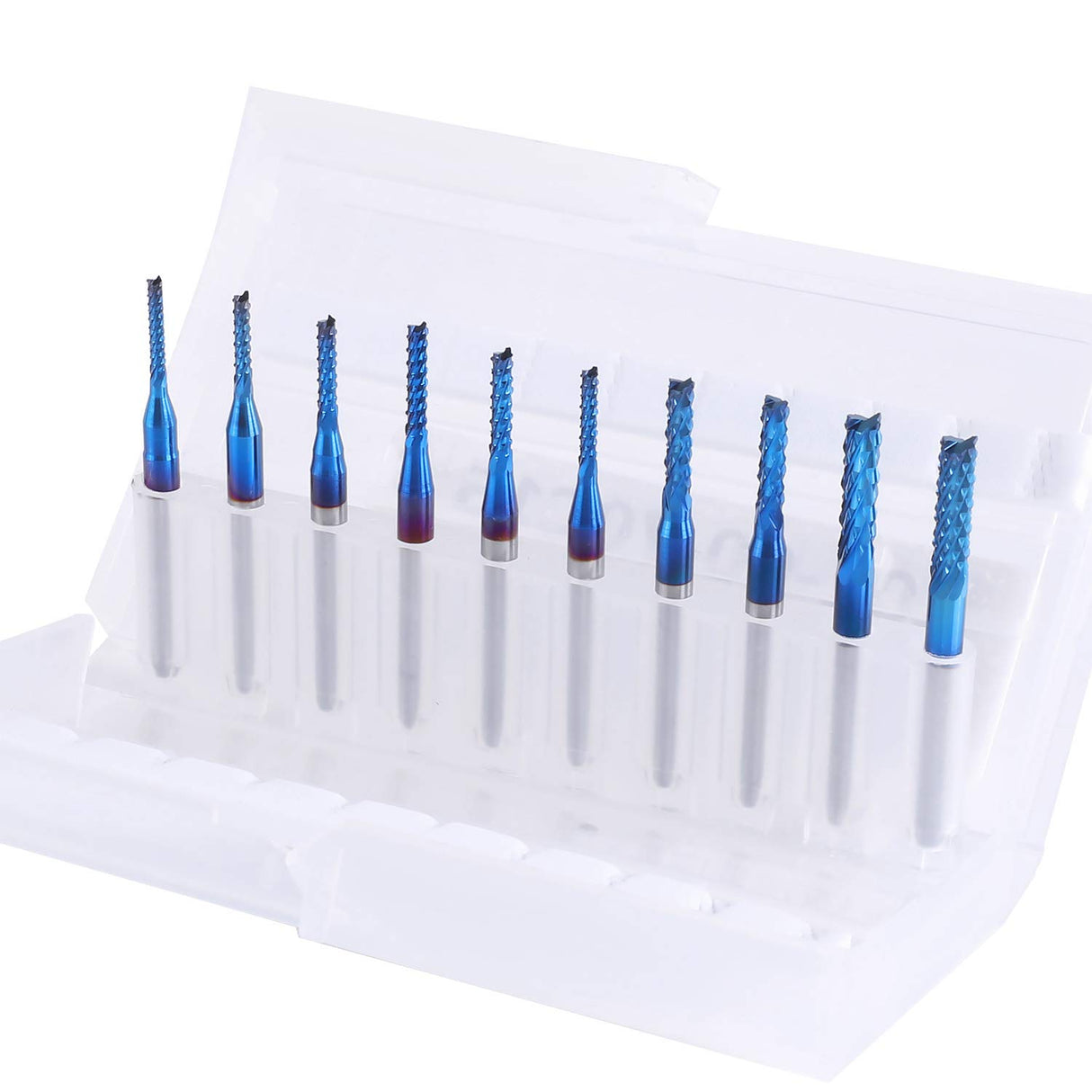 SainSmart Genmitsu 10Pcs Nano Blue Coat End Mill CNC Router Bits, 1.5-3.175mm, 1/8" Shank SainSmart