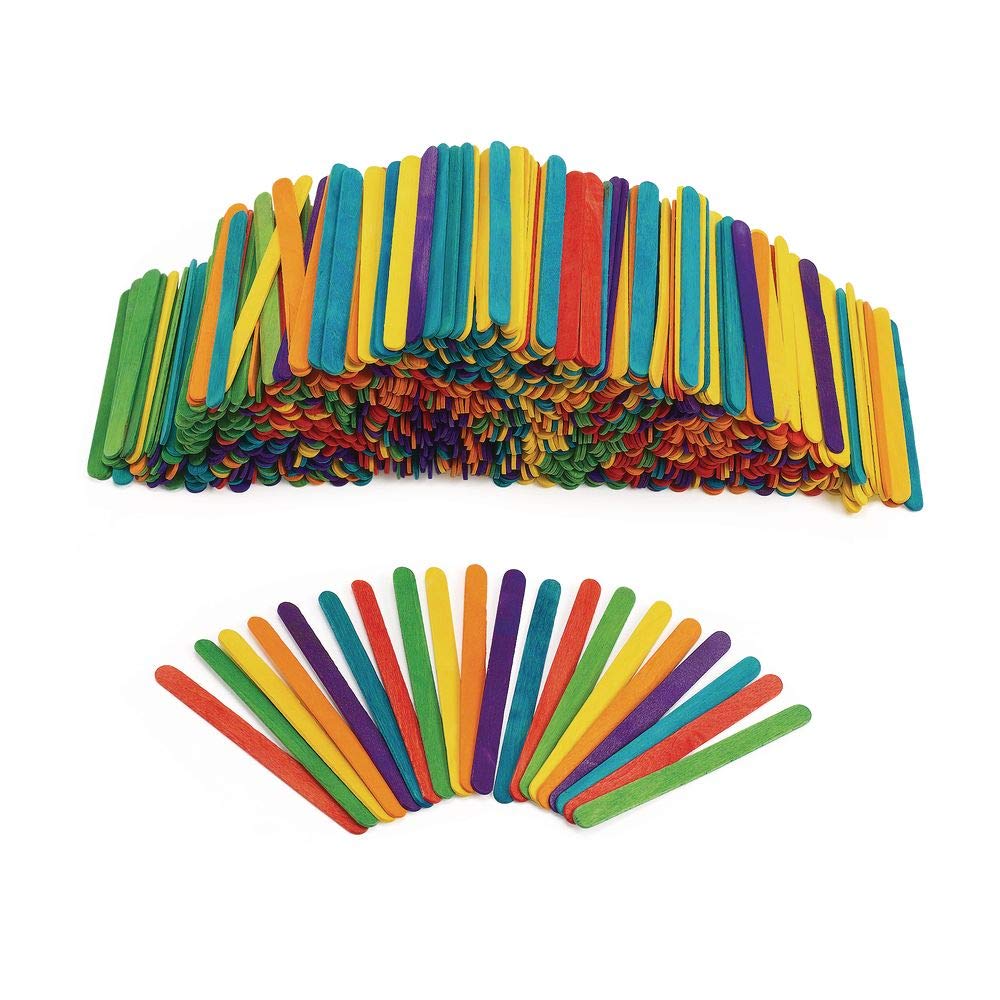 Colorations 1000CS Regular Colored Wood Craft Sticks Popsicle Sticks, 1000 Pieces,4-1/2: x 3/8" Each Colorations