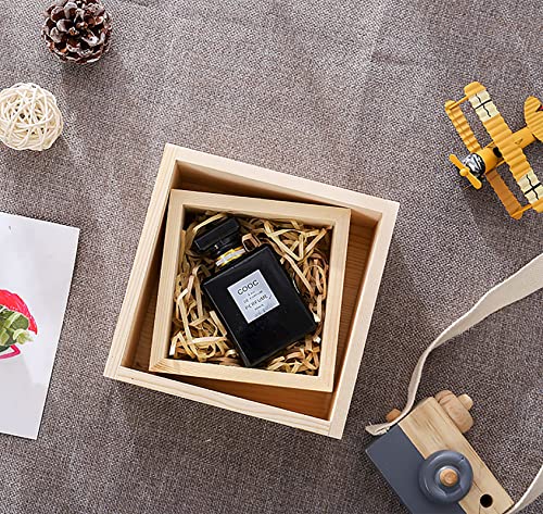 Frcctre 12 Pack Unfinished Small Wooden Box, 4" x 4" Square Wooden Box Craft Storage Organizer Box for Art Collectibles, Home Decor, Desktop Drawer Frcctre