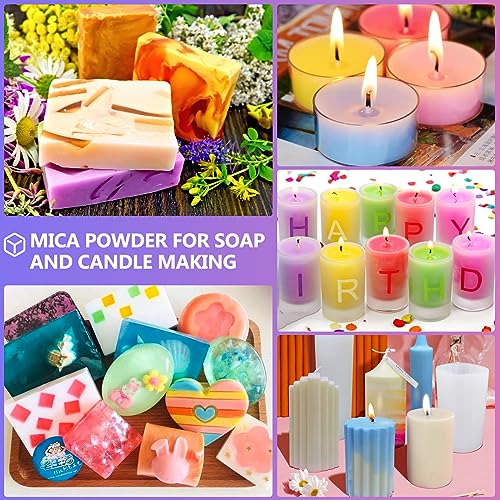 CHANGTIKEJI Mica Powder - 144 Colors - 10g/Bottle of Natural Pigment for Epoxy Resin,Eye Shadow,Car Freshies,Soap Making,Nail Polish,Candle CHANGTIKEJI
