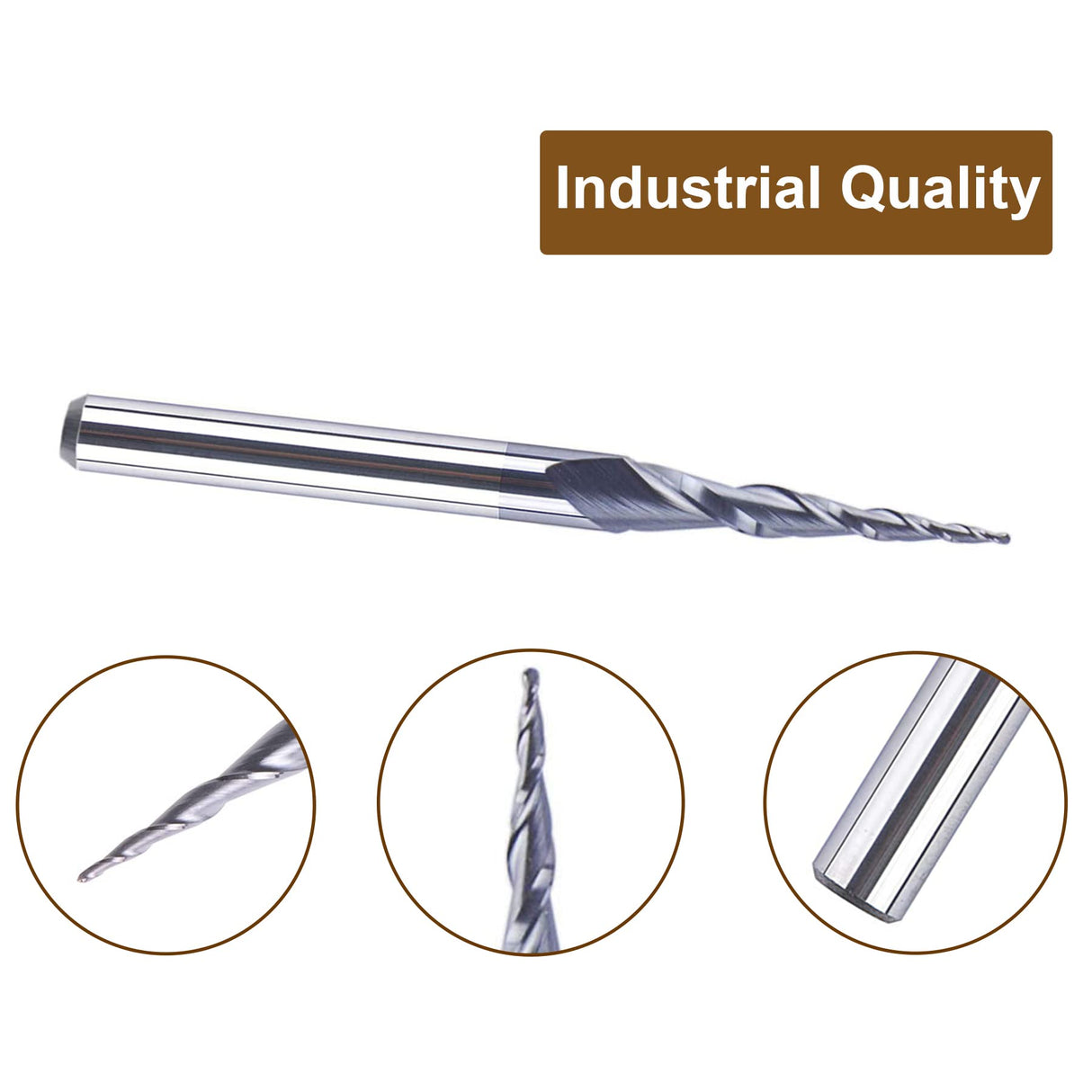 SpeTool 5Pcs Tapered Ball Nose Carving End Mill 1/8 inch Shank 0.25MM Radius (0.5MM Diameter) Tips 3D Woodworking Tool CNC Router Bits SpeTool