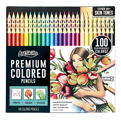 ArtSkills Artist Colored Pencils Set, Colored Pencils for Adult Coloring Books, Drawing, Sketching, 100-Count ArtSkills