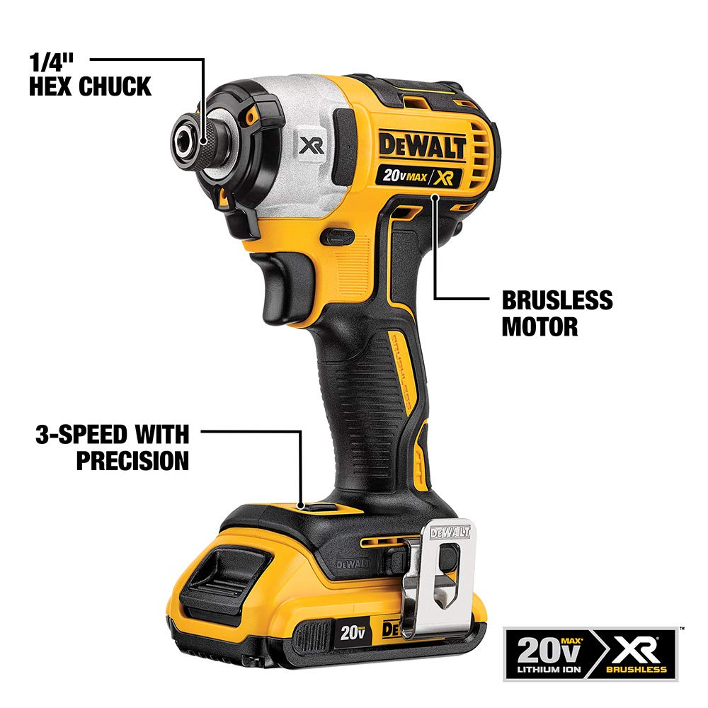 DEWALT 20V MAX* XR Cordless Drill Combo Kit, Hammer Drill & Impact Driver, Power Detect Technology (DCK299D1W1) DEWALT