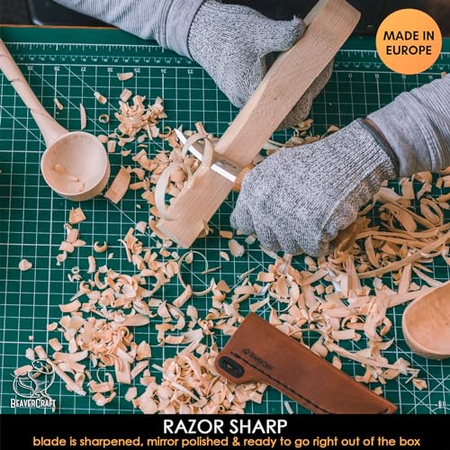 BeaverCraft Sloyd Knife C4s 3.14" Wood Carving Sloyd Knife with Leather Sheath for Whittling and Roughing for Beginners and Profi Durable High Carbon BeaverCraft