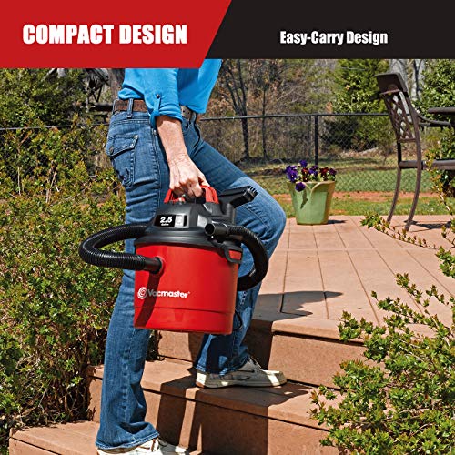 Vacmaster 2.5 Gallon Shop Vacuum Cleaner 2 Peak HP Power Suction Lightweight 3-in-1 Wet Dry Vacuum with Blower & Wall Mount Design for Cleaning Car, Vacmaster